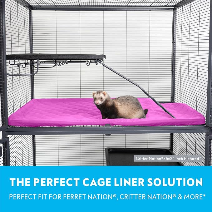 Paw Inspired Fitted Fleece Liner for Ferret Nation, Critter Nation Cage for Ferrets, Rats, Chinchillas, Hedgehogs &amp; Other Small Animals (Pink, Top Pan Liner)