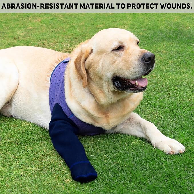 COODEO Dog Socks to Prevent Licking Paws, Healing Boots &amp; Paw Protectors with Non-Slip Bottoms for Wound Protection, Waterproof Sleeve Shoes for Licking（Purple，L_Left