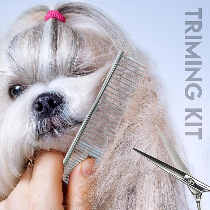 Grooming Kit for Dogs at Home - Rechargeable Low Noise Cat and Dog Shavers &amp; Clippers for Grooming Thick Hair - Cordless Grooming Clippers Includes Pet Hair Clippers, Nail Trimmer, Shears &amp; Bath Brush