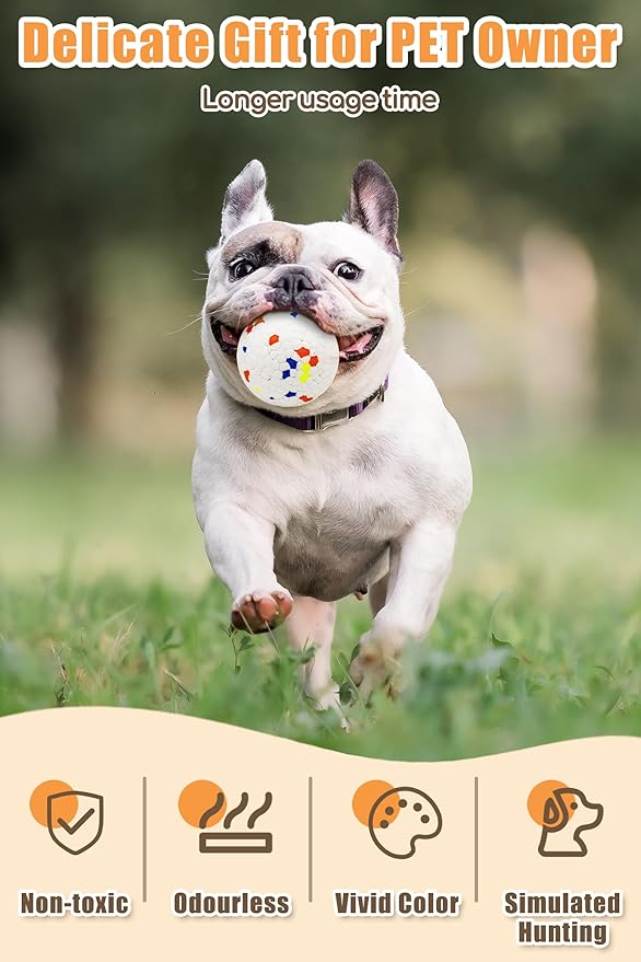 Upgrade Indestructible Dog Tennis Balls, Durable Bouncy Dog Toys for Aggressive Chewers, Teething &amp; Fetch Game (4 White)