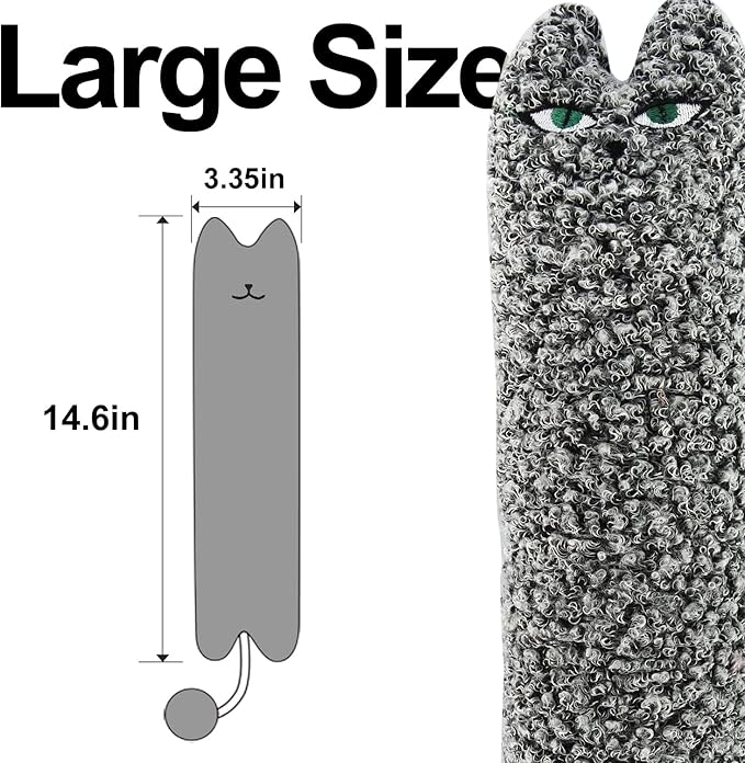TTcat Catnip Silvervine Matatabi Pillow for Cats &amp; Kittens,Cat Kicker Toy,Large Size Cat Pillow Soothing Plush Cat Toy(Grey).