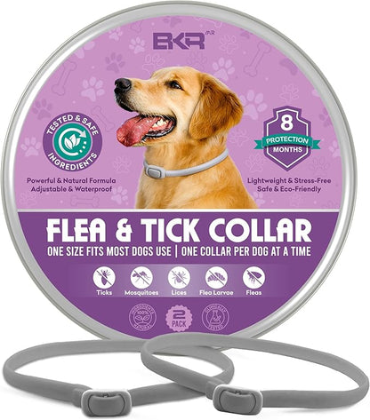 Flea Collar for Dogs – 2 Pack 16 Month Natural Flea &amp; Tick Prevention Dog Flea Collar Adjustable One Size Fits All, Safe and Effective