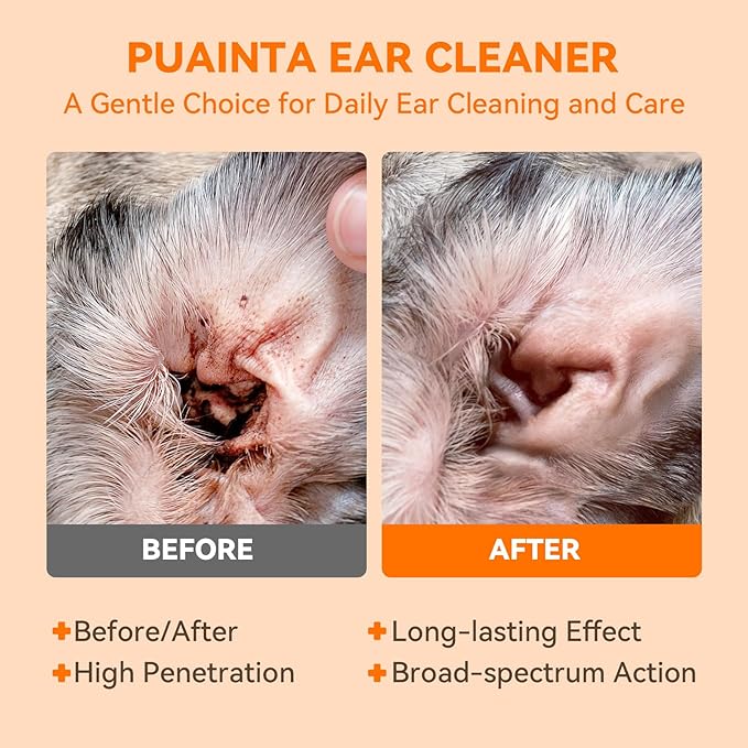 Ear Cleaner for Dog &amp; Cats, Dog Ear Drop and Infection Treatment, Dog Ear Cleaning Solution- Cleaning,Soothing, and Deodorizing Itchy Ears - 8oz