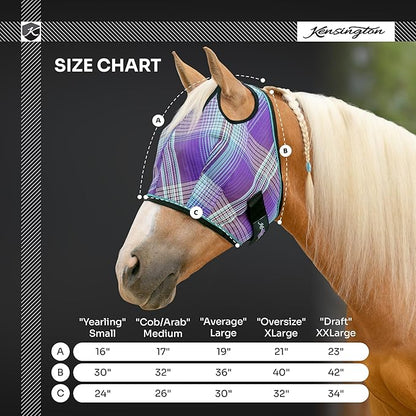 Kensington UV Horse Fly Mask with Web Trim - Protective Mask with Dual Ear Opening &amp; Forelock Freedom - Medium, Desert Sand
