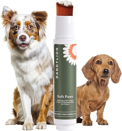 Dandylion Soft Paws | Paw Lotion with Brush | Dog Paw Balm Hydrating Alternative | Vet-Approved, Lick-Safe &amp; Fragrance-Free | pH-Balanced for Itchy, Dry, Cracked Paws, Small &amp; Large Dogs 0.6 fl oz