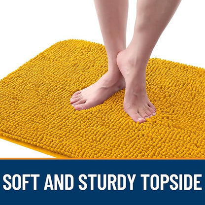 OLANLY Dog Door Mat for Muddy Paws 24x16, Absorbs Moisture and Dirt, Absorbent Non-Slip Washable Doormat, Quick Dry Chenille Mud Mat, Entry Indoor Entryway Carpet for Inside Floor, Golden Yellow
