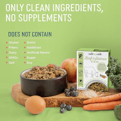 Side by Side Beef &amp; Salmon Stew, Neutral Dog Food for All Breeds, Made of Whole Foods, Every Ingredient Has a Purpose, No Artificial Additives, Fillers, or Gums, Ready to Serve, 12.5 oz, Case of 12