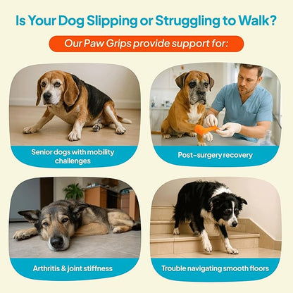 Anti-Slip Paw Grips – Non-Slip Dog Paw Traction Pads for Senior &amp; Injured Dogs, Prevents Slipping on Hardwood &amp; Tile Floors, Strong Adhesive, 24 Pcs (Sizes S-XXL)