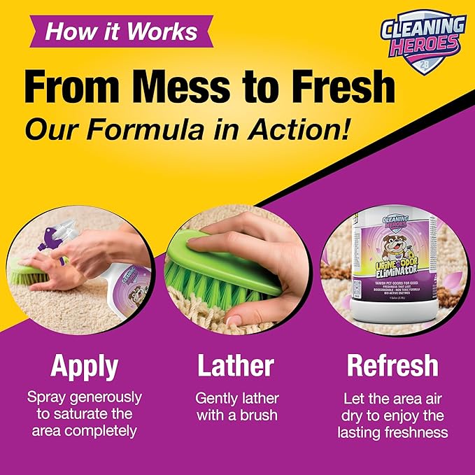 Pet Carpet Cleaner &amp; Urine Odor Eliminator for Strong Odor - 128oz Enzyme Cleaning Spray for Cat &amp; Dog Pee - Spot Cleaner for Carpet Upholstery, Marble, Tile, Wood - Carpet Deodorizer