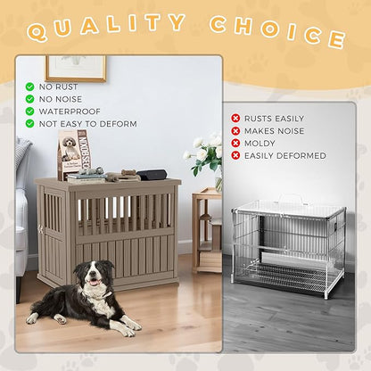 Dog House - Resin Outdoor Dog Kennel with Ventilated Design, Waterproof Dog Bed Shelter for Backyard, Garden &amp; Patio