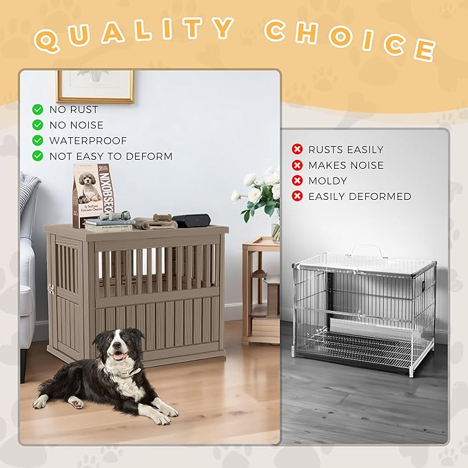 Dog House - Resin Outdoor Dog Kennel with Ventilated Design, Waterproof Dog Bed Shelter for Backyard, Garden &amp; Patio