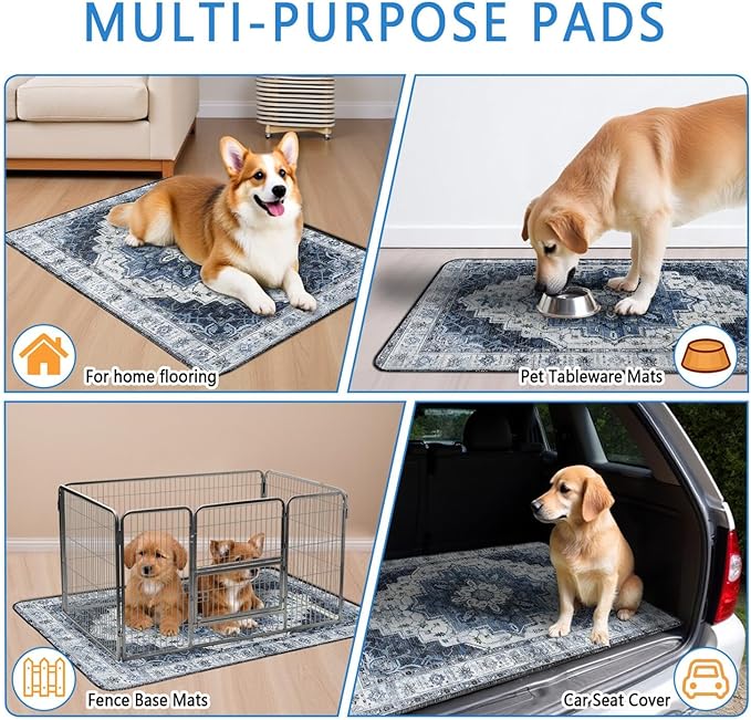 Washable Pee Pads for Dogs 2 Pack, Absorbent Reusable Puppy Pads Waterproof, Leakproof &amp; Non-Slip Whelping Pad, Potty Training Pads for Dogs Playpen Mat 24x36