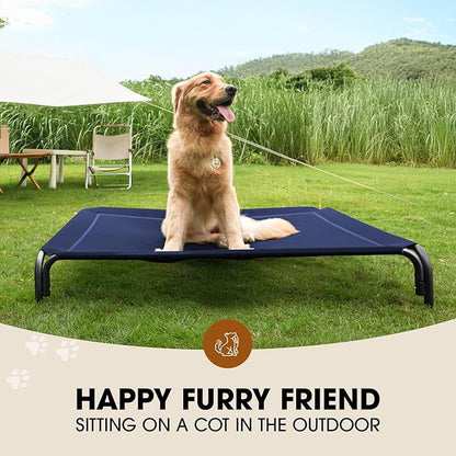 Elevated Dog Bed, Raised Outdoor Dog Bed for Extra Large Sized Dogs, Portable Cooling Pet Cot with Breathable &amp; Washable Mesh, Indoor &amp; Outdoor Pet Hammock with Skid-Resistant Feet.