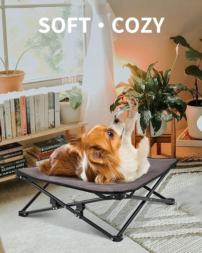 KingCamp Elevated Dog Bed for Small Dogs, Outdoor Raised Cooling Pet Cot Bed with Washable Breathable Mesh &amp; No-Slip Feet Perfect for Camping, Backyard, Indoor Use (S, Black)