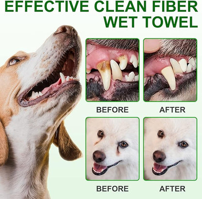 ALIVO Dental Teeth Cleaning Wipes for Dogs &amp; Cats, Remove Bad Breath by Removing No-Rinse Dog Finger Toothbrush, Disposable Gentle Cleaning Pet Dental Care Wipes, 50pc