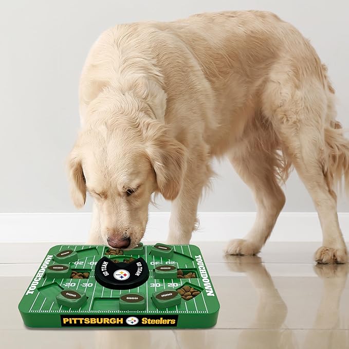 Pets First NFL Pittsburgh Steelers Large Puzzle Toy, New Size, Interactive Dog Treat &amp; Slow Feeding Toy