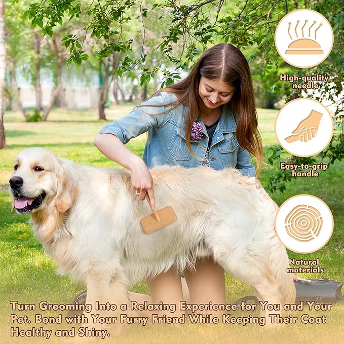 Dog Slicker Brush for Shedding &amp; Grooming - Professional Dog Brush and Cat Brush with Coated Tips &amp; Air-Cushion Design, Deshedding Tool Removes Undercoat Tangles &amp; Loose Fur for Long/Short Hair Pets