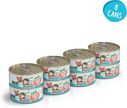 Weruva B.F.F. Play - Best Feline Friend Paté Lovers, Aw Yeah!, Salmon &amp; Tuna Tuck Me in with Salmon &amp; Tuna, 5.5oz Can (Pack of 8)