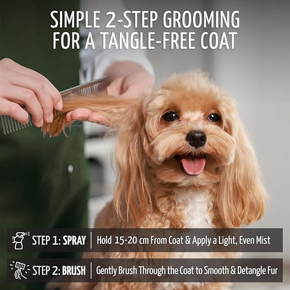 Tauro Pro Line Dog Detangler Spray - Dematting Dog Leave in Conditioner Spray Perfect for Golden Doodle, Poodle, Other Breeds &amp; Cat Matted Hair Grooming (Fur Growth - 8.45 Fl Oz)