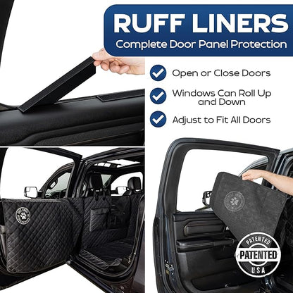 XL Floor Cover with Door Protection, 2025 Black – As Seen on Shark Tank – Fits Full‑Size Crew Cab Trucks with Fold‑Up Seats, Waterproof &amp; Machine Washable – Sturdy XL Dog Hammock for Truck