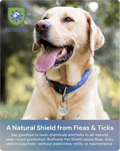 Natural Flea &amp; Tick Repellent Collar Tag for Dogs &amp; Cats – BioPower Pet Shield – Safe for Pets When Used as Directed – Lasts 1 Full Year - Small Tag (<10 Lbs)