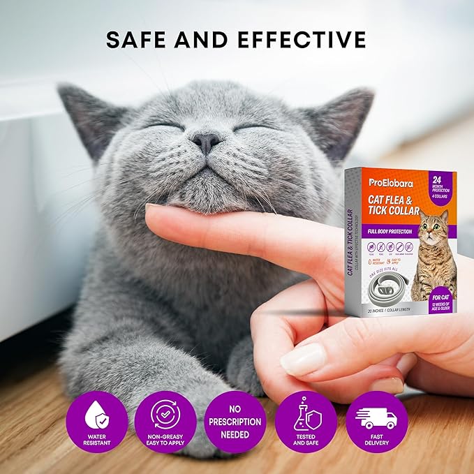 Flea and Tick Prevention Collars for Cats: Effective Pet Flea &amp; Tick Treatment for Cats - Waterproof Adjustable Flea Tick Collars for Large &amp; Small Cat, Outdoor Fleas Ticks Control for Kittens 4 Pack