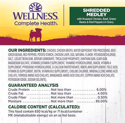 Wellness Petite Entrées Shredded Medley with Roasted Chicken, Beef, Green Beans &amp; Red Peppers, 3-Ounce Cup (Pack of 12)