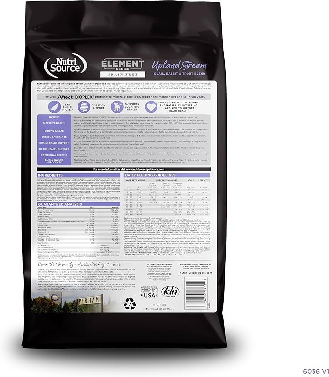 NutriSource Element Series Upland Stream Dry Dog Food, Quail, Rabbit &amp; Trout, 4LB