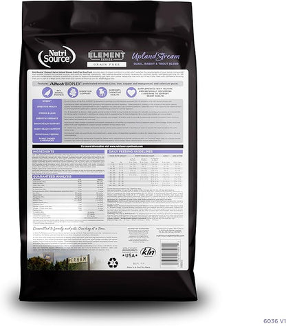 NutriSource Element Series Upland Stream Dry Dog Food, Quail, Rabbit &amp; Trout, 4LB
