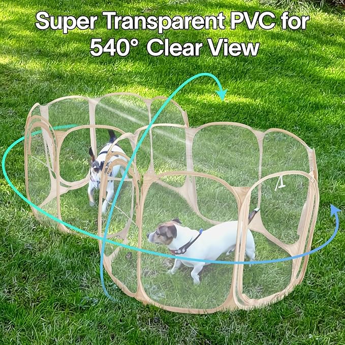Cold Resistant Cat Playpen PVC Dog Playpen - Portable &amp; Foldable Indoor Outdoor Puppy Playpen - Insulated 2-Room Dog TentCrate Cage Kennel, Playpen for Kitten, Small Animals Play Pen