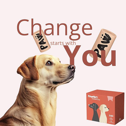 Pawfect Dog Poop Bags Rolls - Biodegradable Doggie Bags, Compostable Dog Waste Bags, BPI Certified Pet Waste Bags, Unscented, Large, Puppy Poo, Earth Friendly, Bolsas de Basura (240 counts)