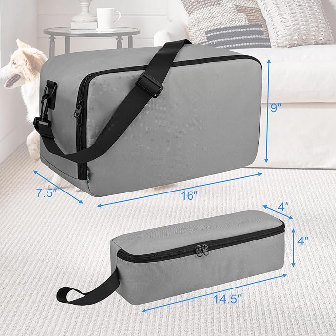 Beautyflier Pet Grooming Supplies Organizer, Protective Tote Bag Case for Pet Grooming Kit &amp; Vacuum Suction Dogs Cats Hair, Travel Pouch Bag for Pet Dog Grooming Vacuum Kit, Bag Only (Gray)
