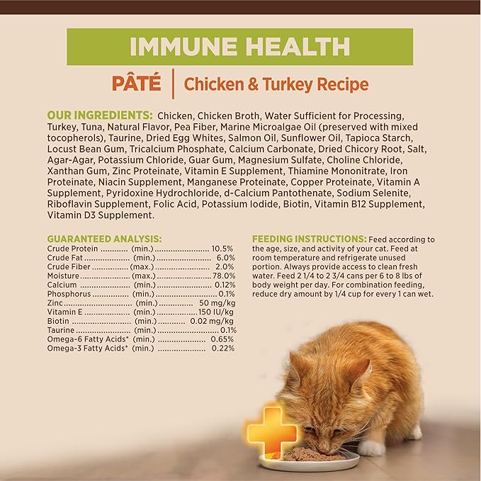 Wellness CORE+ Immune Health Pate Adult Wet Cat Food, Natural, Protein-Rich, Grain Free, 2.8 Ounce, 12 Pack (Chicken &amp; Turkey)