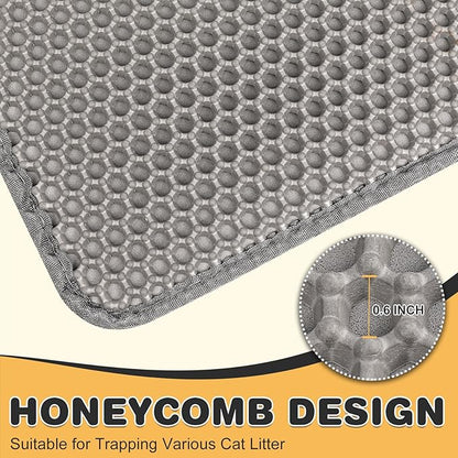 Cat Litter Mat Double Layer Waterproof Urine Proof Trapping Mat 2 Pack (Gray, 24x15 Inch)