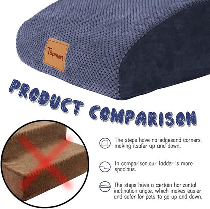 Topmart High Density Extended Foam Dog Ramp&amp;Steps 2 Tiers,11.8" High,Non-Slip Dog Stairs,Soft Foam Pet Ladder with Waterproof Cover,Best for Injured,Older Cats,Pets with Joint Pain