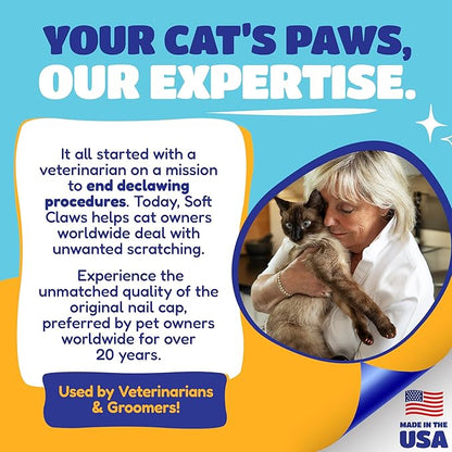 Soft Claws Cat Nail Caps for Medium Cats – (Red, Blue &amp; Gold, 40 Caps) – Made in USA – Veterinarian-Developed | Scratch Protection, Easy to Apply, Long-Lasting Soft Nail Covers for Cats
