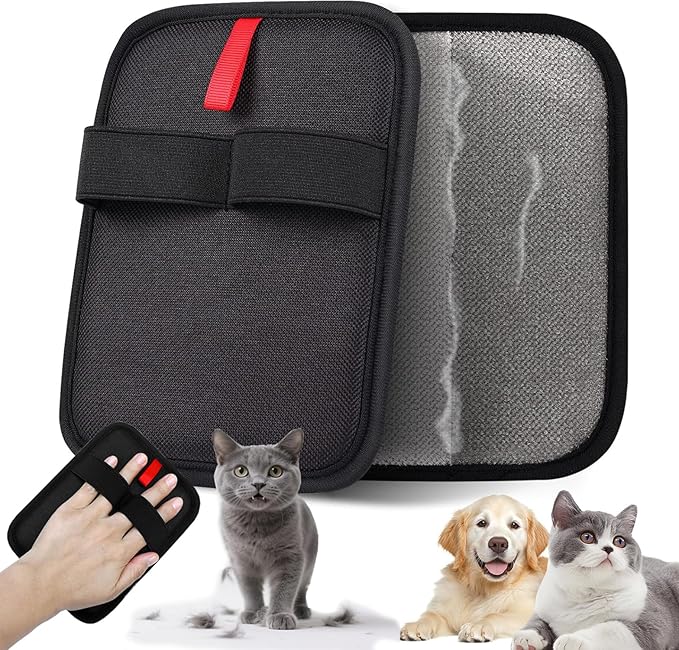 Pet Hair Remover, Electrostatic Pet Hair Removal Gloves-2-piece Set, Reusable Cat &amp; Dog Hair Remover for Couch, Furniture, Carpet, Curtain, Upgraded Animal Fur Removal Tool