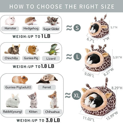 JanYoo Hamster Guinea Pig Supplies Bed Accessories House Hedgehog Cage Supplies Chinchilla Ferret Rat Gerbil (S,Giraffe)