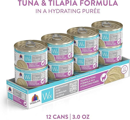 Weruva Wx Phos Focused, Tilapia &amp; Tuna Formula in a Hydrating purée, 3oz Can (Pack of 12)