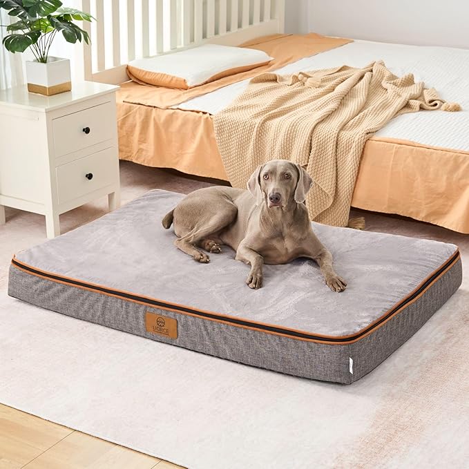 Orthopedic Memory Foam Giant Dog Bed - 6" Thick Beds for Large Sized Dog - Waterproof Removable Washable Cover &amp; Wrap-Around Zipper - Ultimate Comfort &amp; Easy Maintenance