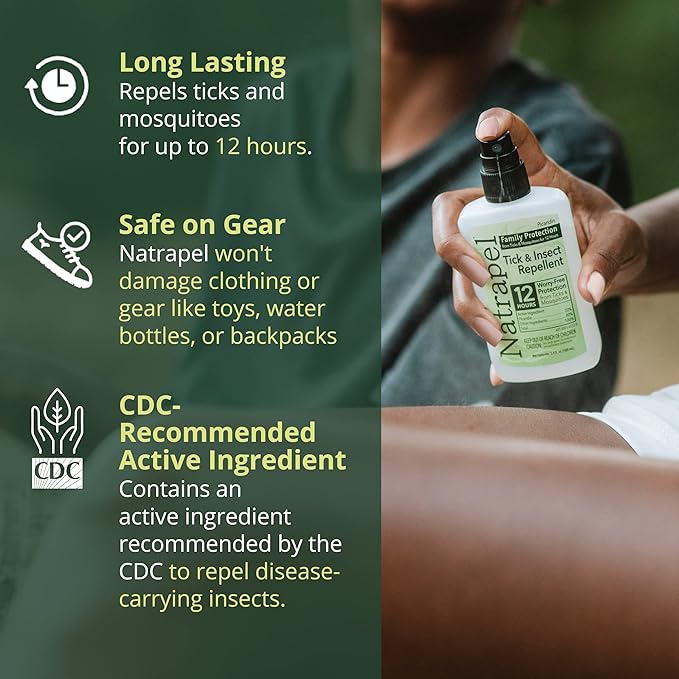 Natrapel Tick &amp; Insect Repellent - Bug Spray with 20% Picaridin - Family Protection Against Mosquitoes, Ticks &amp; More - Up to 12 Hours of Protection - 3.4 fl oz (3 Pack)