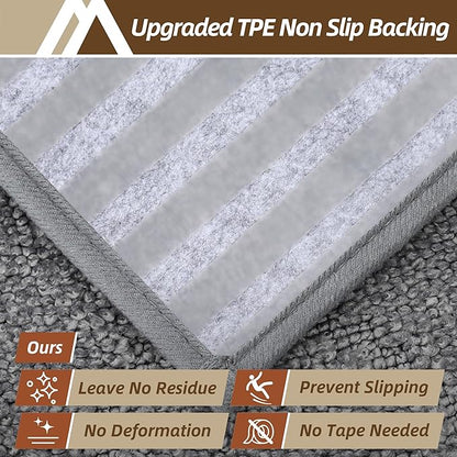 COSY HOMEER Stair Treads for Wooden Steps 9"x28" Washable Indoor Carpet Stair Treads Non Slip Soft Polyester Stair Carpet Tread Reusable Stair Runner Rugs for Kids, Elders,Pets,Medium Grey,10pcs