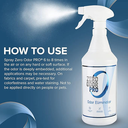 Zero Odor Pro - Commercial Strength Eliminator Odor Neutralizer, Room Deodorizer Odor Eliminator Musty Smell - Strongest Odor Eliminator Trigger Spray, (32-ounce)