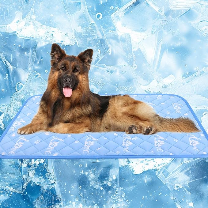 MH MYLUNE HOME Dog Cooling Mat 59" x 40" Arc-Chill Cool Fiber &amp; Endothermic Color Changing Double-Sided Cooling &amp; Warm Dog Mat, Foldable Washable Summer Pet Blanket