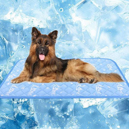 MH MYLUNE HOME Dog Cooling Mat 59" x 40" Arc-Chill Cool Fiber &amp; Endothermic Color Changing Double-Sided Cooling &amp; Warm Dog Mat, Foldable Washable Summer Pet Blanket