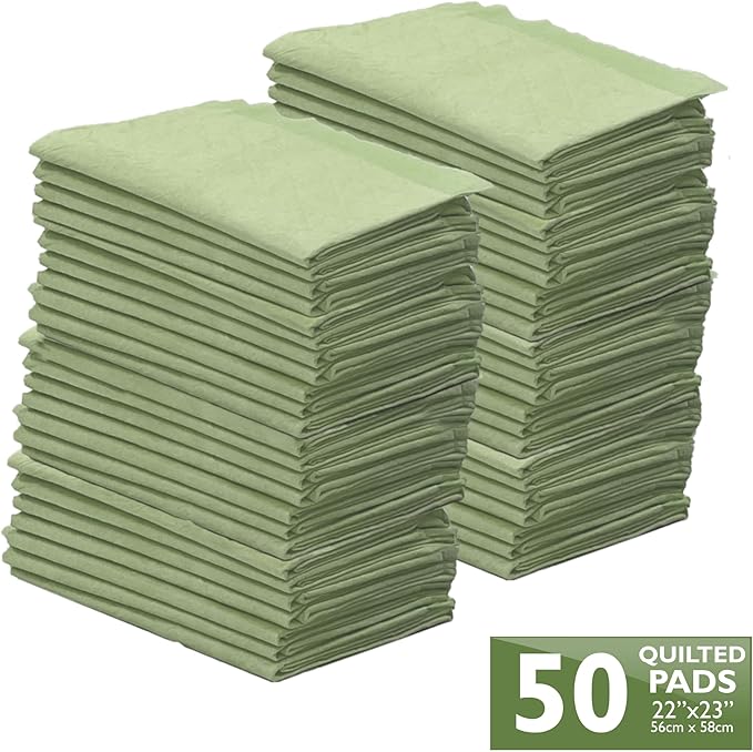 Four Paws Wee-Wee Superior Performance Bamboo Pee Pads for Dogs, Earth Friendly Dog &amp; Puppy Potty Training Pads, Crate Liners, Housebreaking Supplies, 22" x 23" (50 Count)