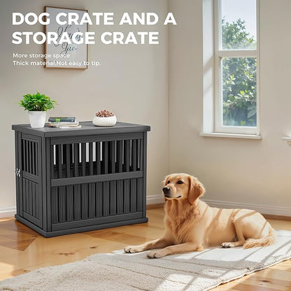 Dog House - Resin Outdoor Dog Kennel with Ventilated Design, Waterproof Dog Bed Shelter for Backyard, Garden &amp; Patio