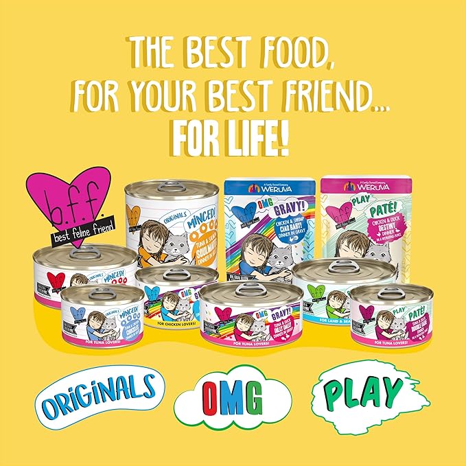 Weruva B.F.F. Play - Best Feline Friend Paté Lovers, Aw Yeah!, Chicken &amp; Lamb Laugh Out Loud with Chicken &amp; Lamb, 2.8oz Can (Pack of 12)