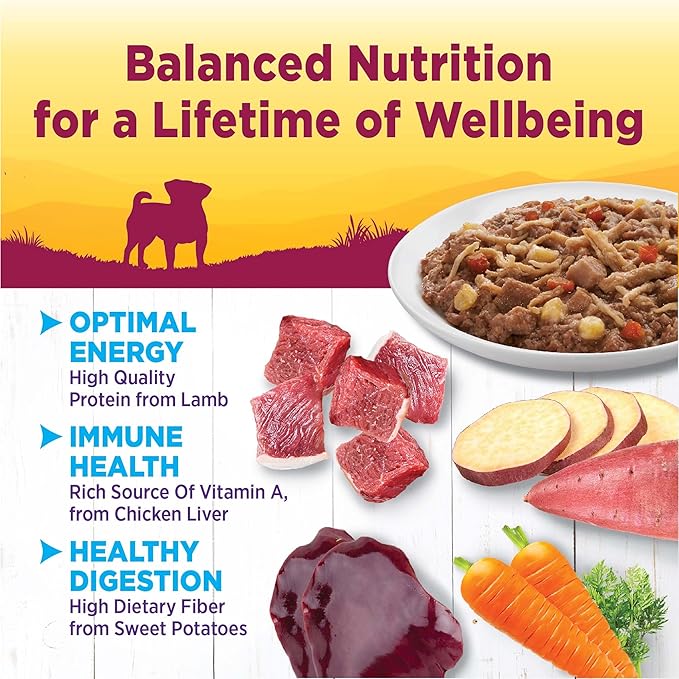 Wellness Petite Entrées Shredded Medley with Braised Lamb, Venison, White Sweet Potatoes &amp; Carrots, 3-Ounce Cup (Pack of 12)