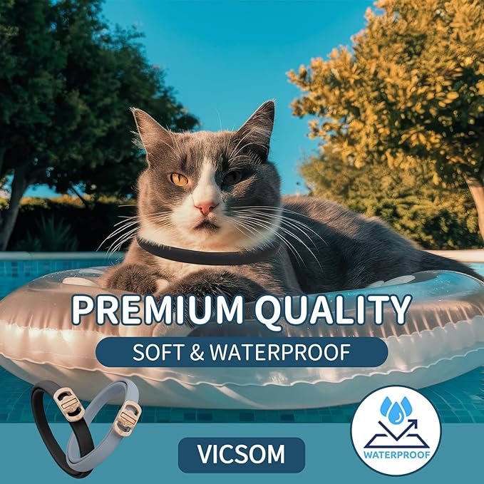 Flea and Tick Collar for Cats - 4 Pack, 32 Month Protection Treatment, Waterproof, Natural Prevention, Adjustable for Cats &amp; Kittens (Black Grey)